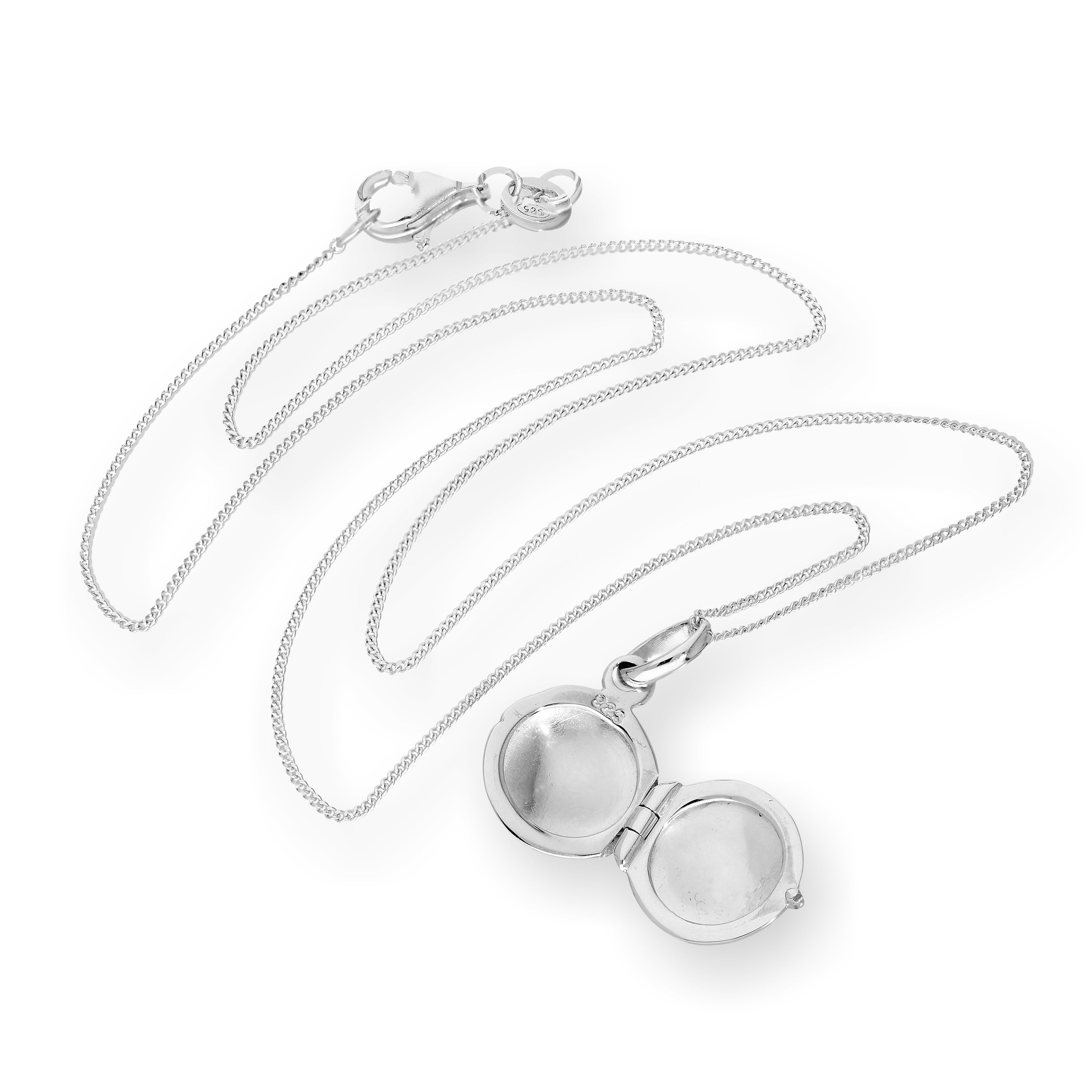 Tiny Sterling Silver Engravable Round Locket on Chain 14 - 32 Inches