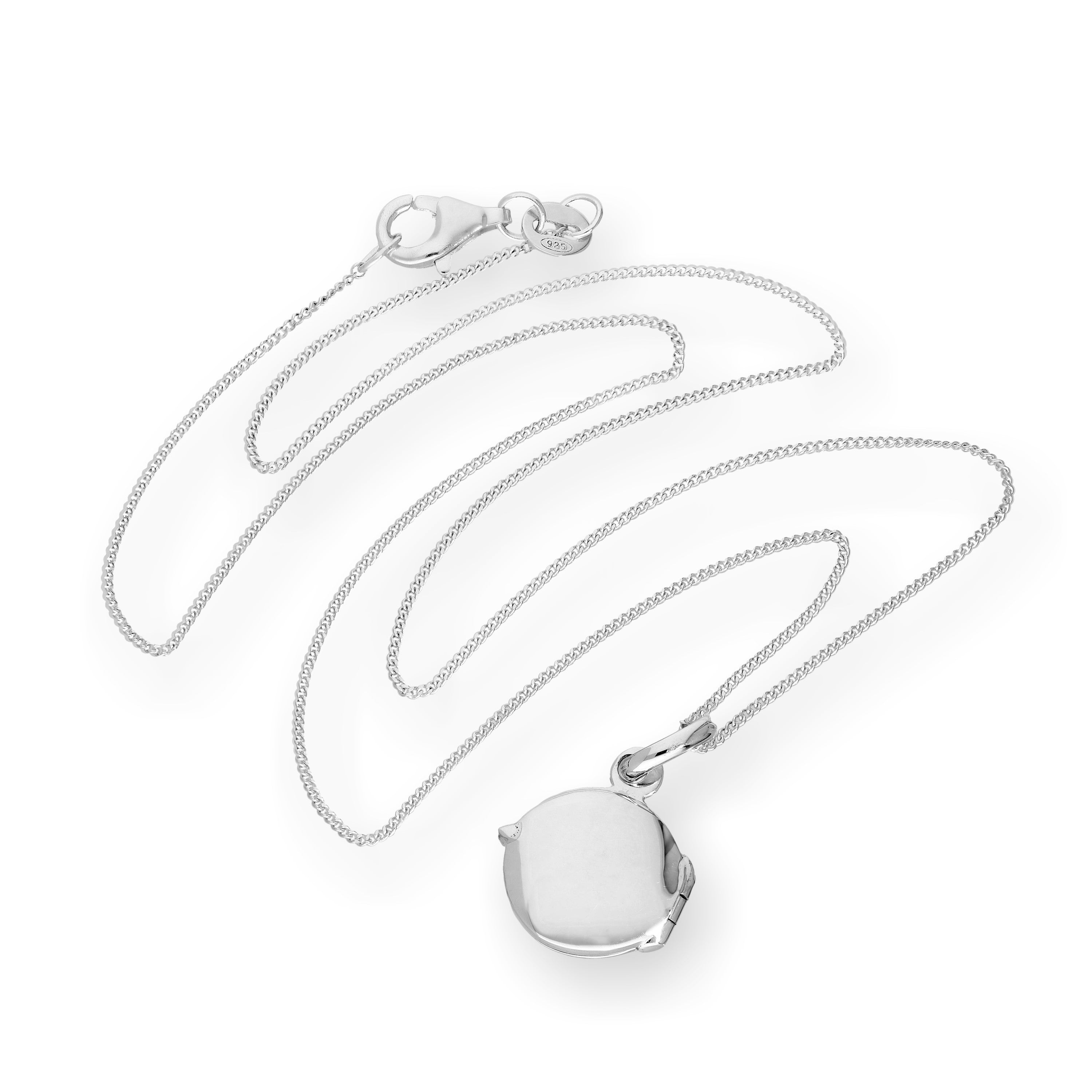 Tiny Sterling Silver Engravable Round Locket on Chain 14 - 32 Inches