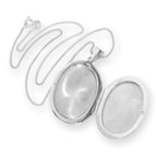 Large Sterling Silver Engraved Floral Oval Locket on Chain 16 - 24 Inches