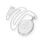 Large Sterling Silver Engraved Floral Oval Locket on Chain 16 - 24 Inches