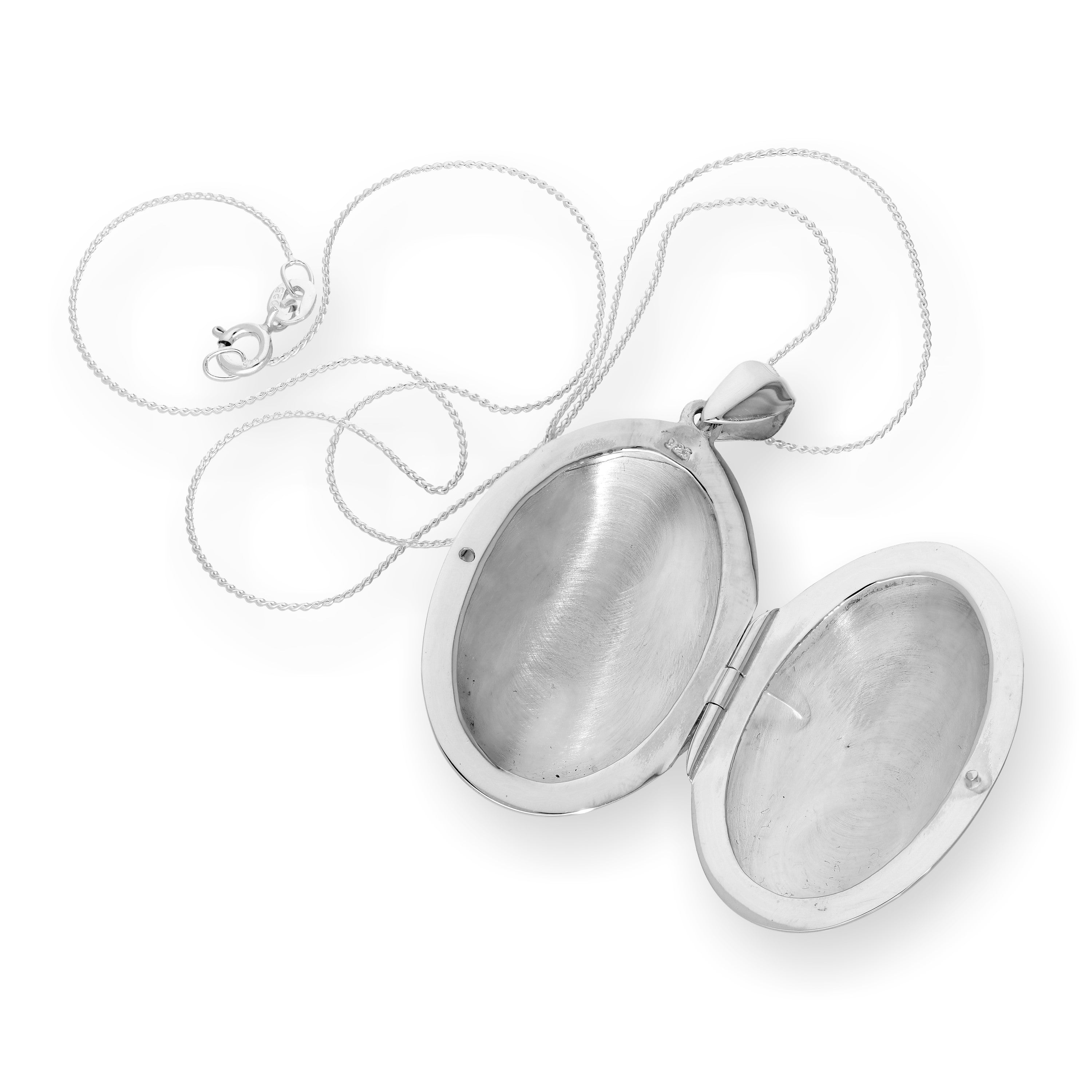 Large Sterling Silver Engravable Oval Locket on Chain 14 - 28 Inches