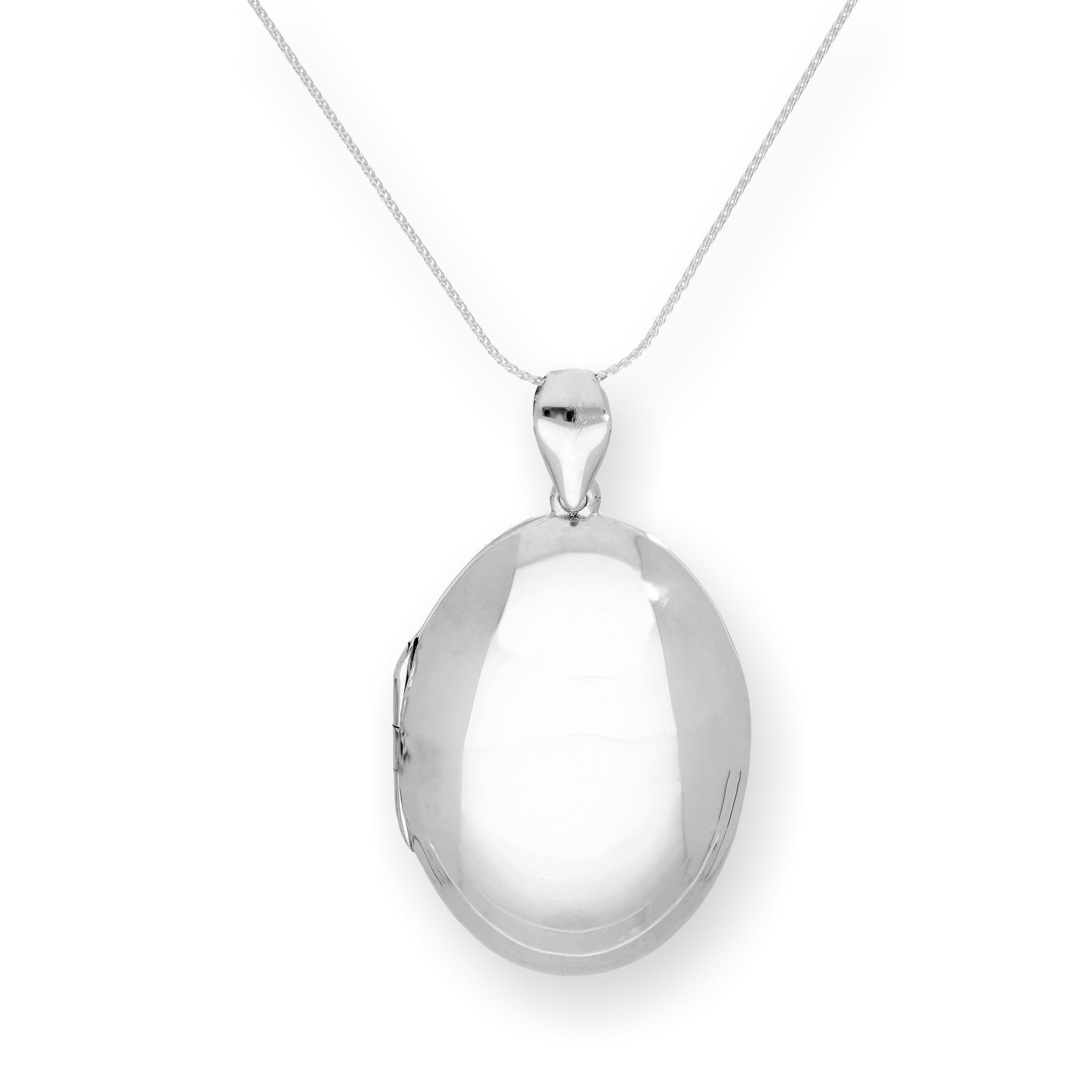 Large Sterling Silver Engravable Oval Locket on Chain 14 - 28 Inches