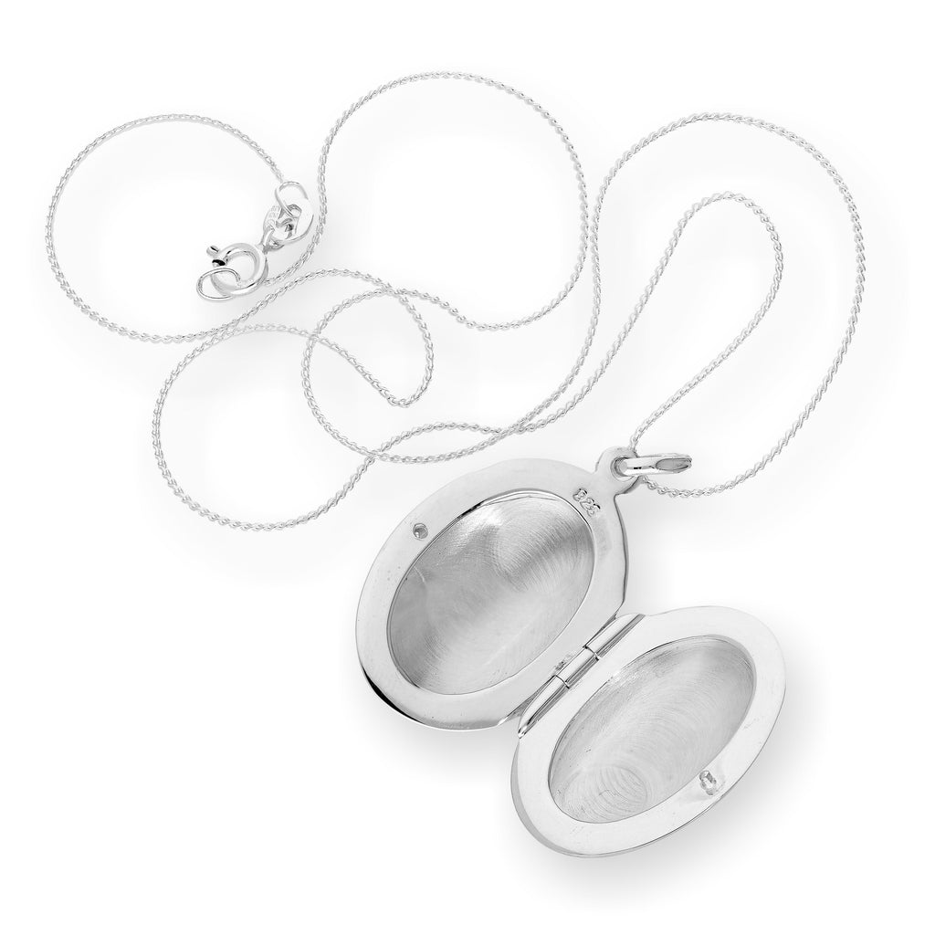Sterling Silver Engravable Oval Locket on Chain 14 - 28 Inches