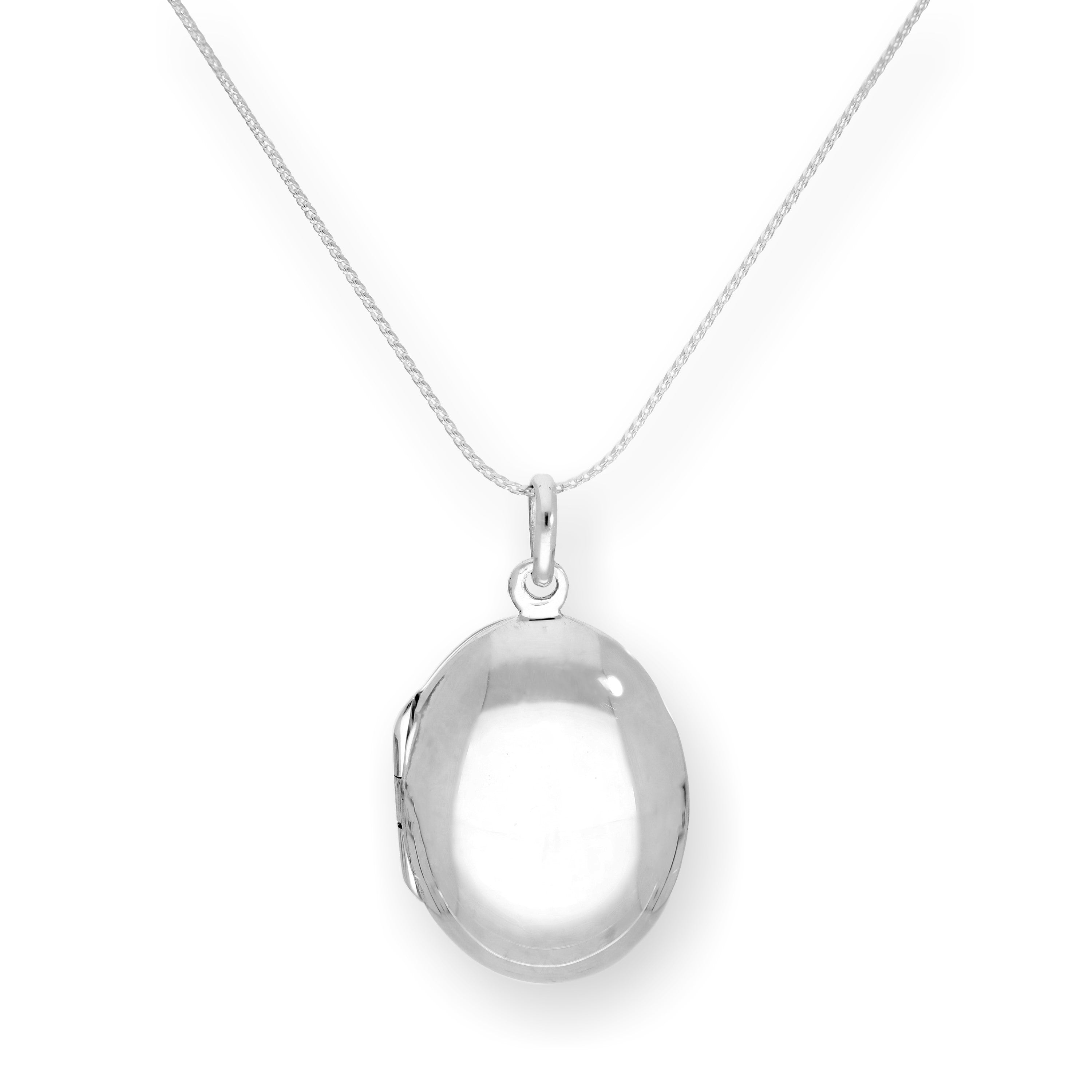 Sterling Silver Engravable Oval Locket on Chain 14 - 28 Inches