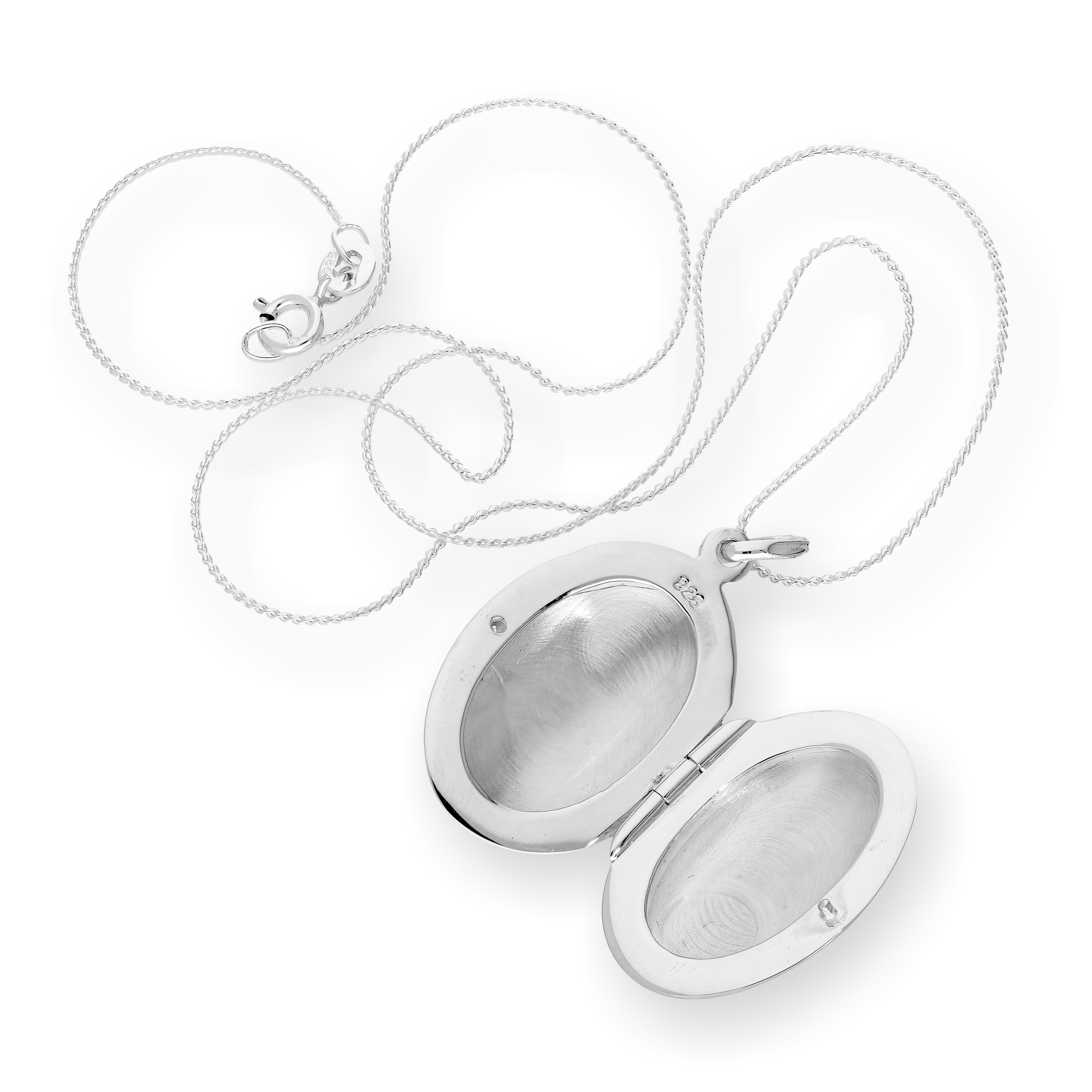 Sterling Silver Engraved Oval Locket on Chain 14 - 28 Inches