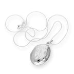 Sterling Silver Engraved Oval Locket on Chain 14 - 28 Inches