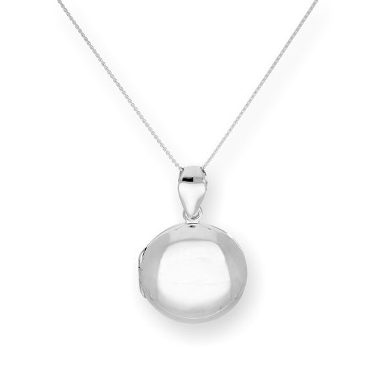 Sterling Silver Round Engravable Locket on Chain 16 - 22 Inches