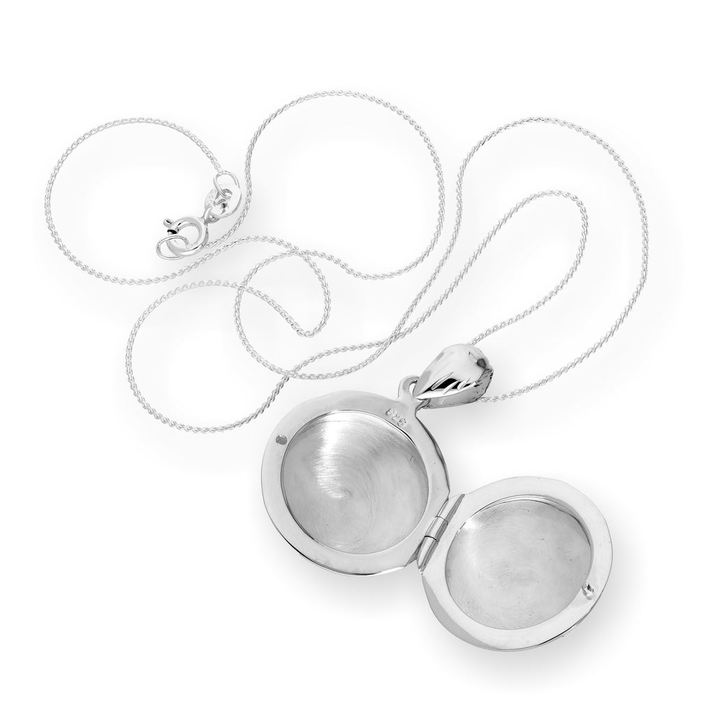 Sterling Silver Round Engravable Locket on Chain 14 - 28 Inches
