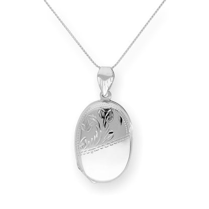 Sterling Silver 4 Photo Family Oval Locket on Chain 16 - 24 Inches