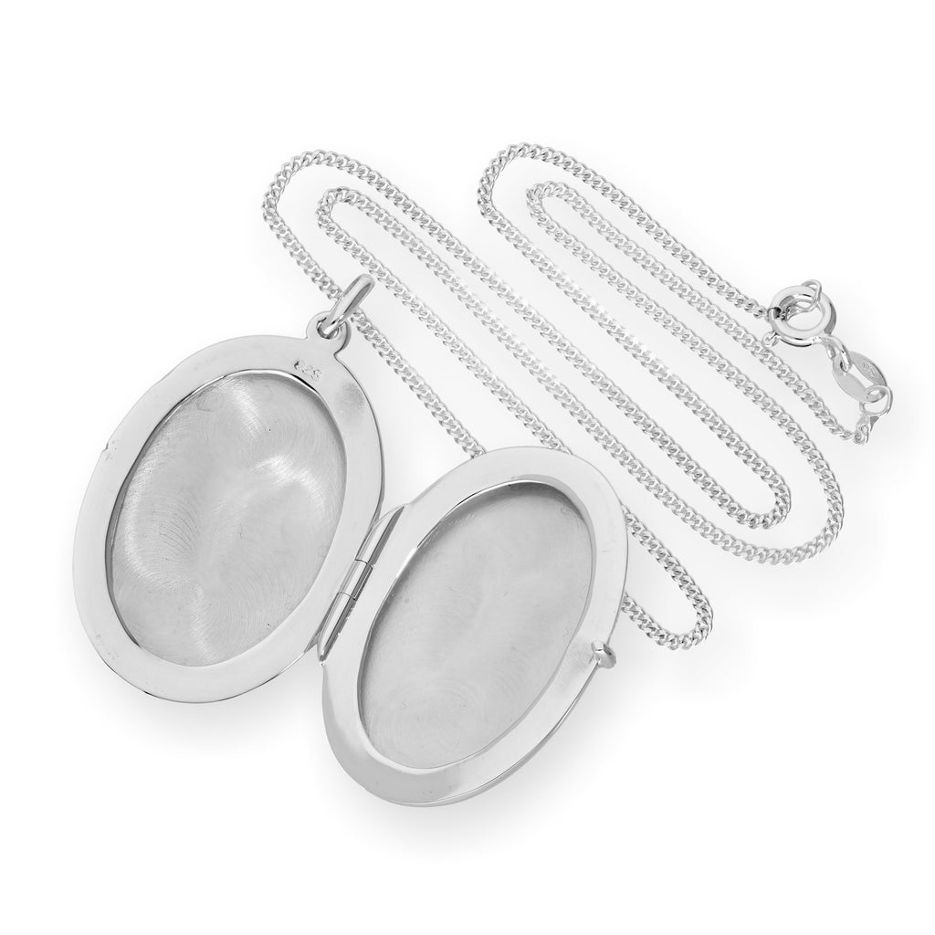 Large Sterling Silver Engravable Oval Locket 16 - 24 Inches