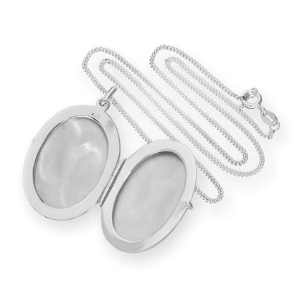 Large Sterling Silver Engravable Oval Locket 16 - 24 Inches