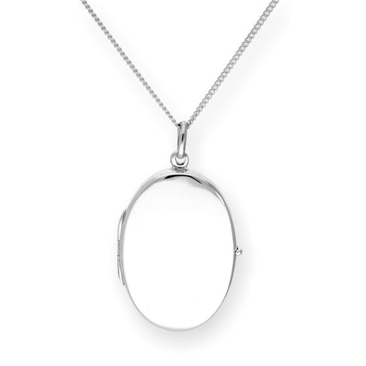 Large Sterling Silver Engravable Oval Locket 16 - 24 Inches
