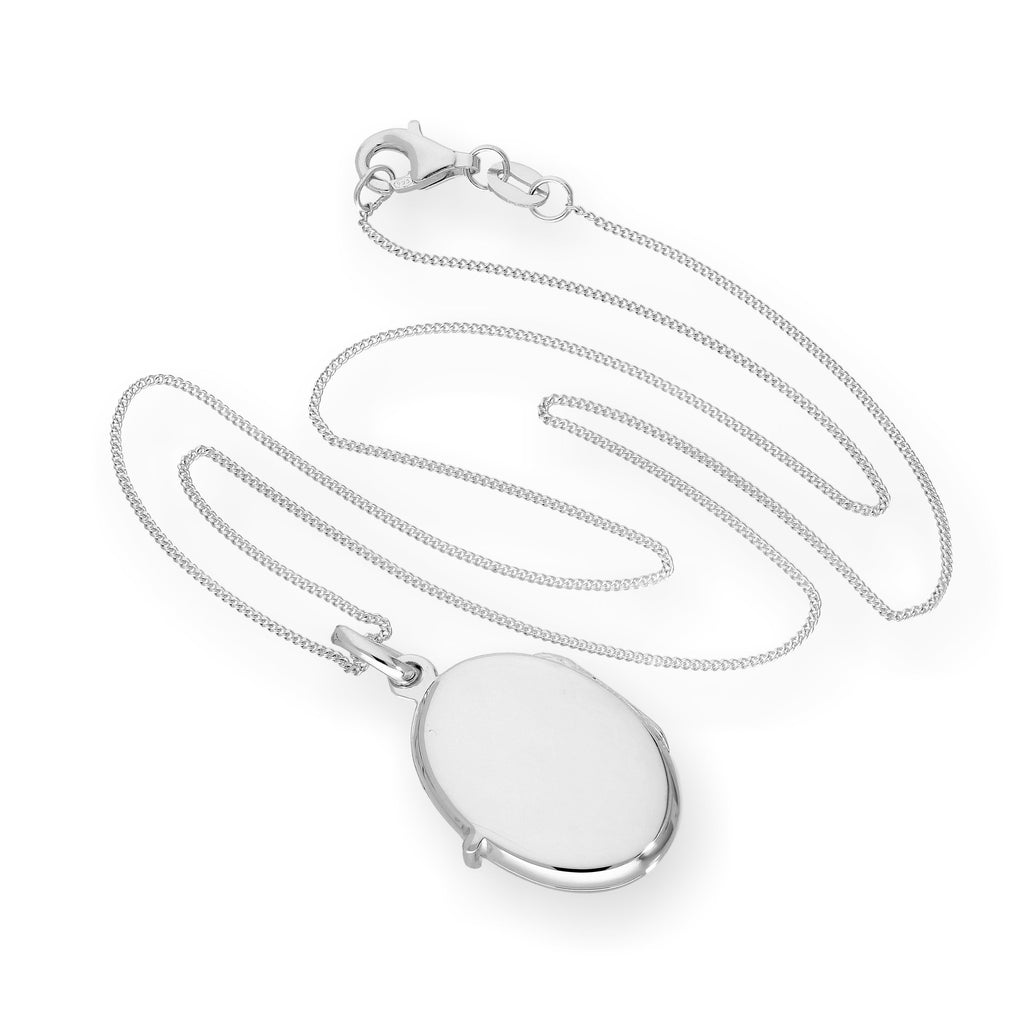 Sterling Silver Engravable Oval Locket on Chain 14 - 32 Inches