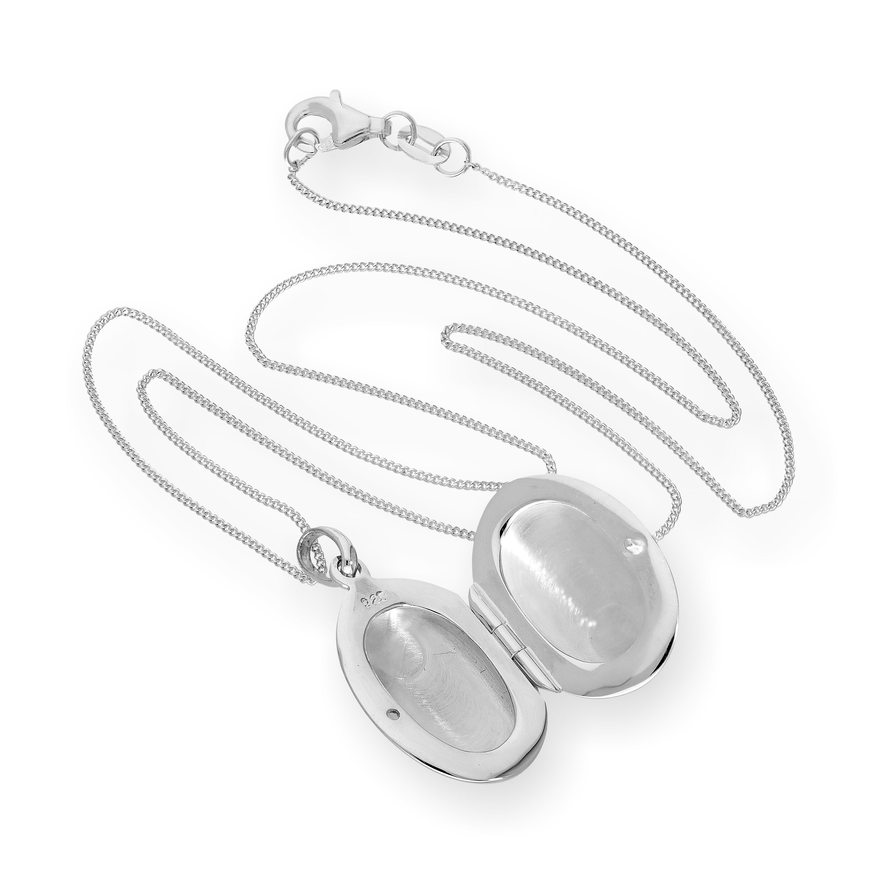 Sterling Silver Oval Engravable Locket on Chain 14 - 32 Inches