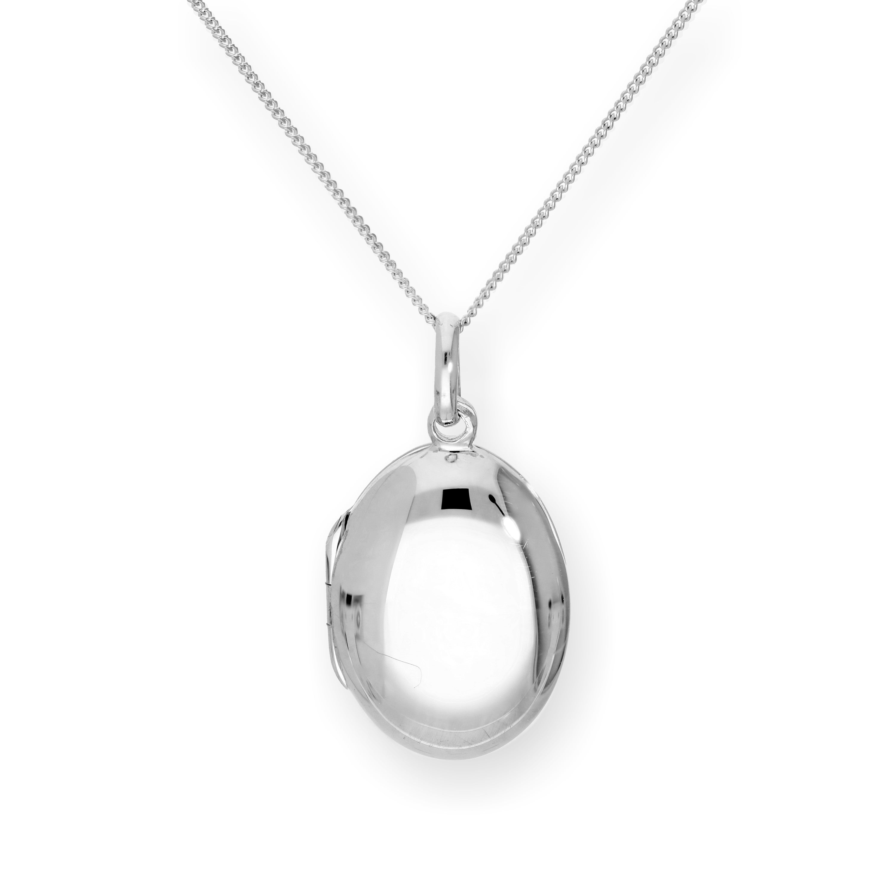 Sterling Silver Oval Engravable Locket on Chain 14 - 32 Inches