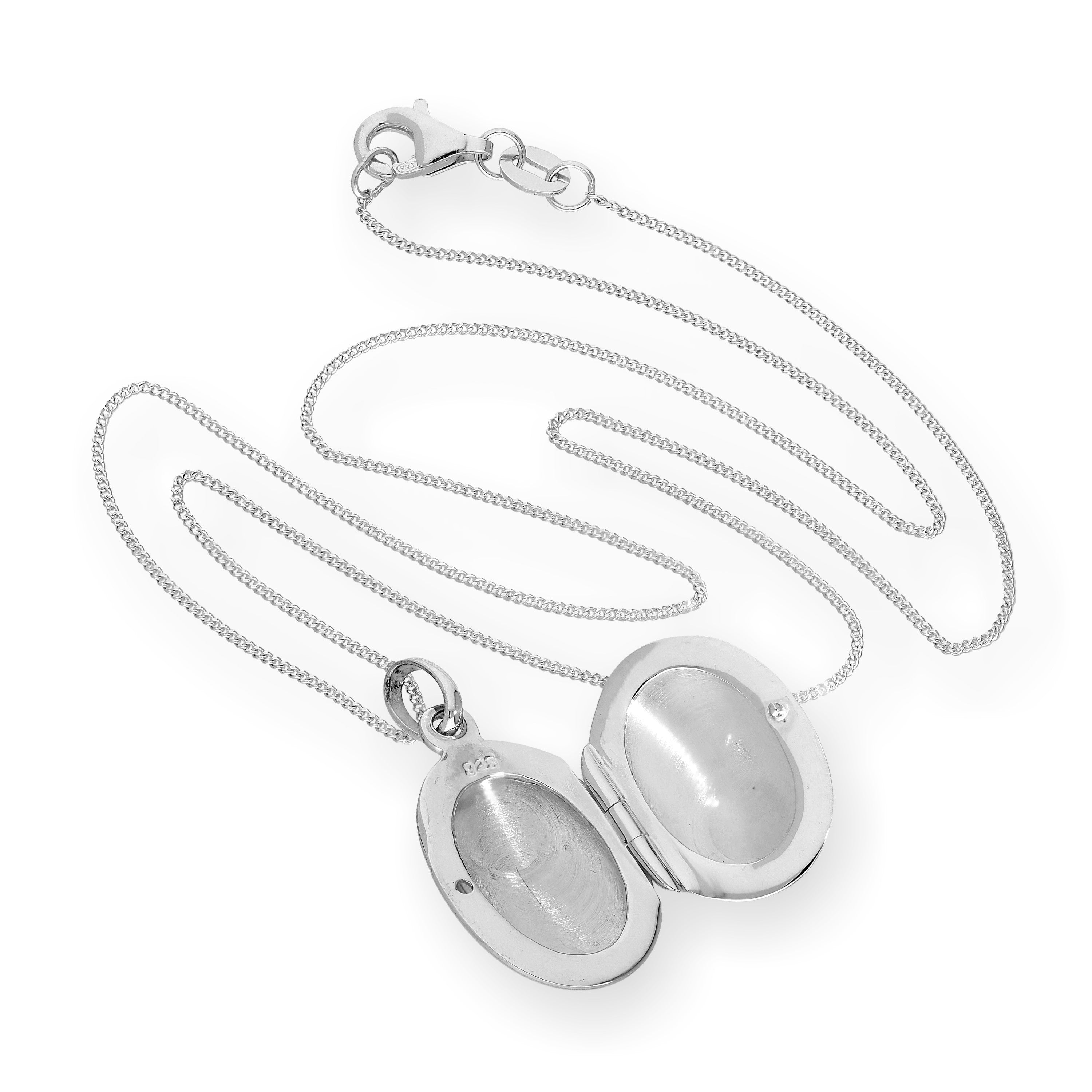 Sterling Silver Engraved Oval Locket 14 - 32 Inches
