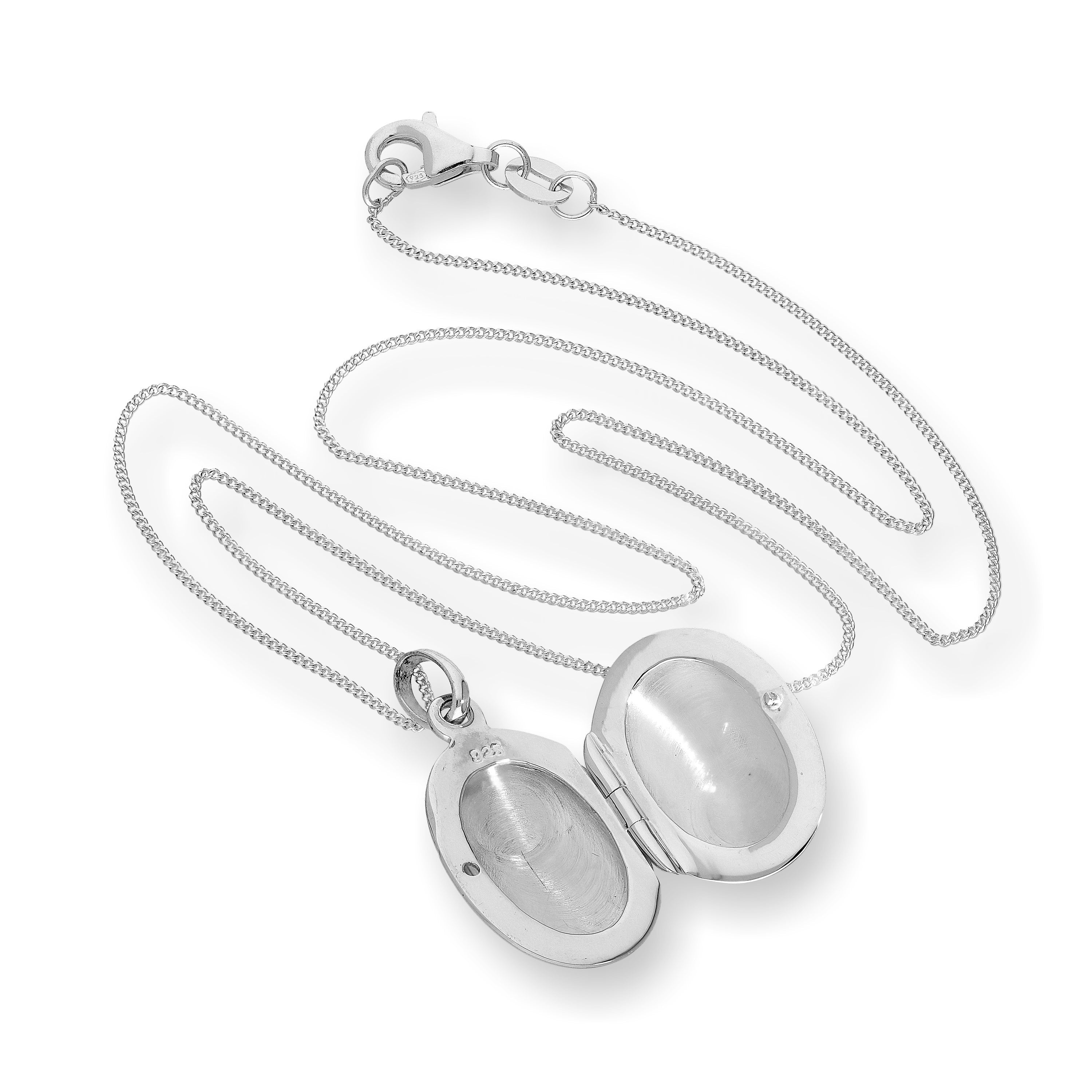 Sterling Silver Engravable Oval Locket 14 - 32 Inches