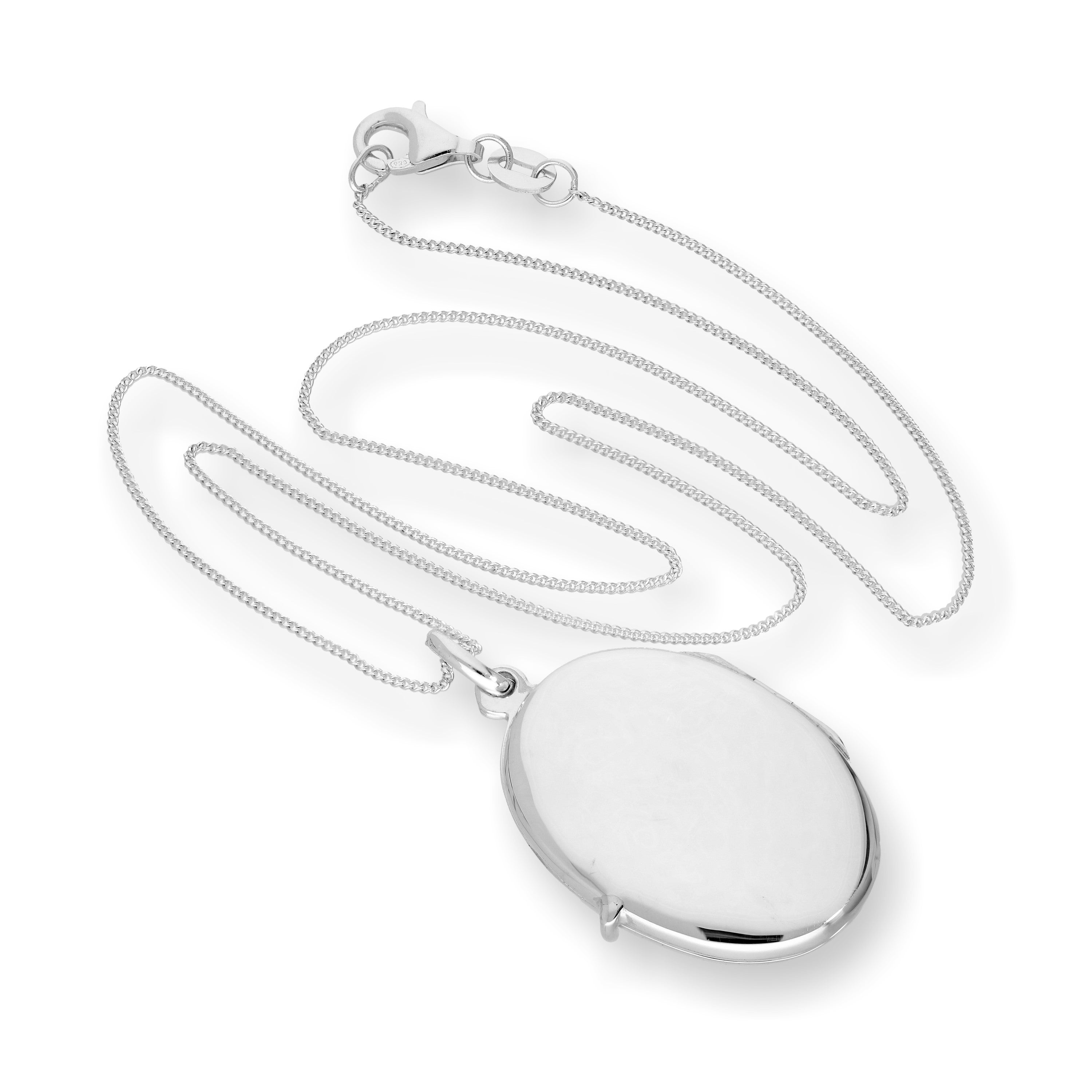 Sterling Silver Oval Engravable Locket 14 - 32 Inches