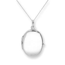 Sterling Silver Oval Engravable Locket 14 - 32 Inches
