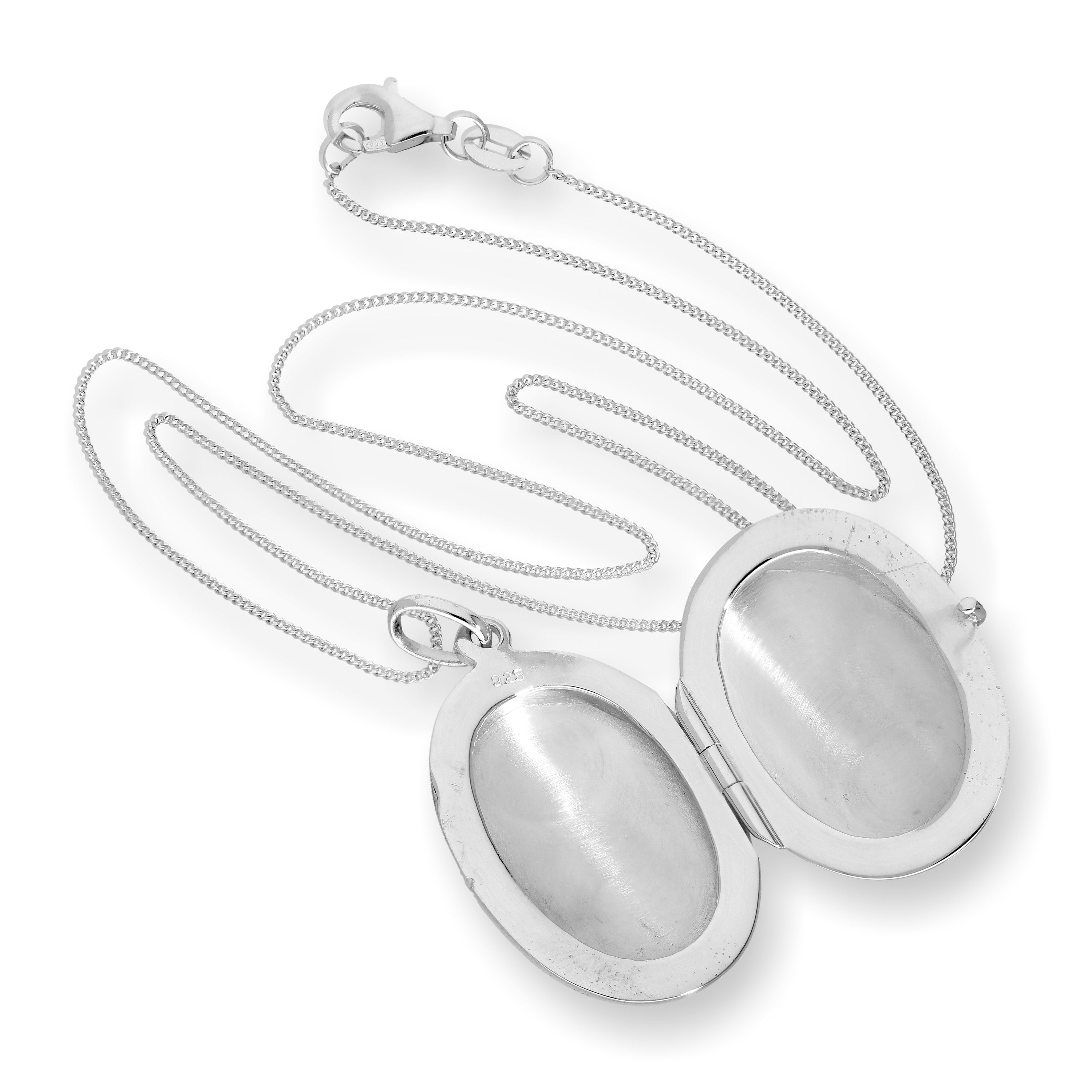 Sterling Silver Oval Engraved Locket 14 - 32 Inches