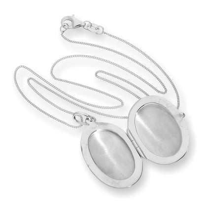 Sterling Silver Oval Engraved Locket 14 - 32 Inches