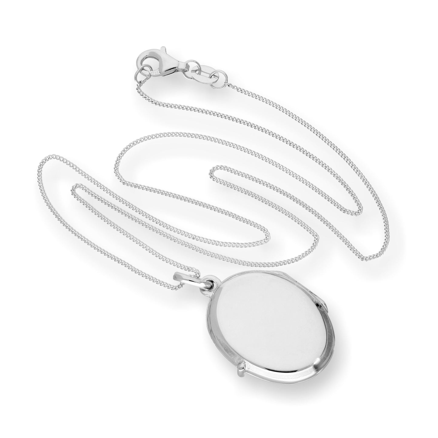 Sterling Silver Engravable Oval Locket 16 - 22 Inches