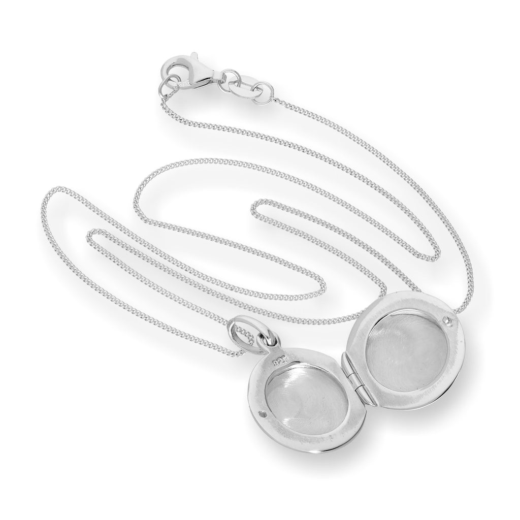 Sterling Silver Engravable Round Locket on Chain 14 - 32 Inches