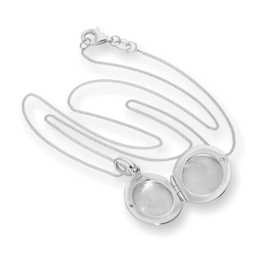 Sterling Silver Round Engraved Locket on Chain 14 - 32 Inches
