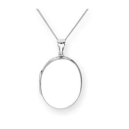 Large Sterling Silver Oval Engravable Locket on Chain 16 - 20 Inches