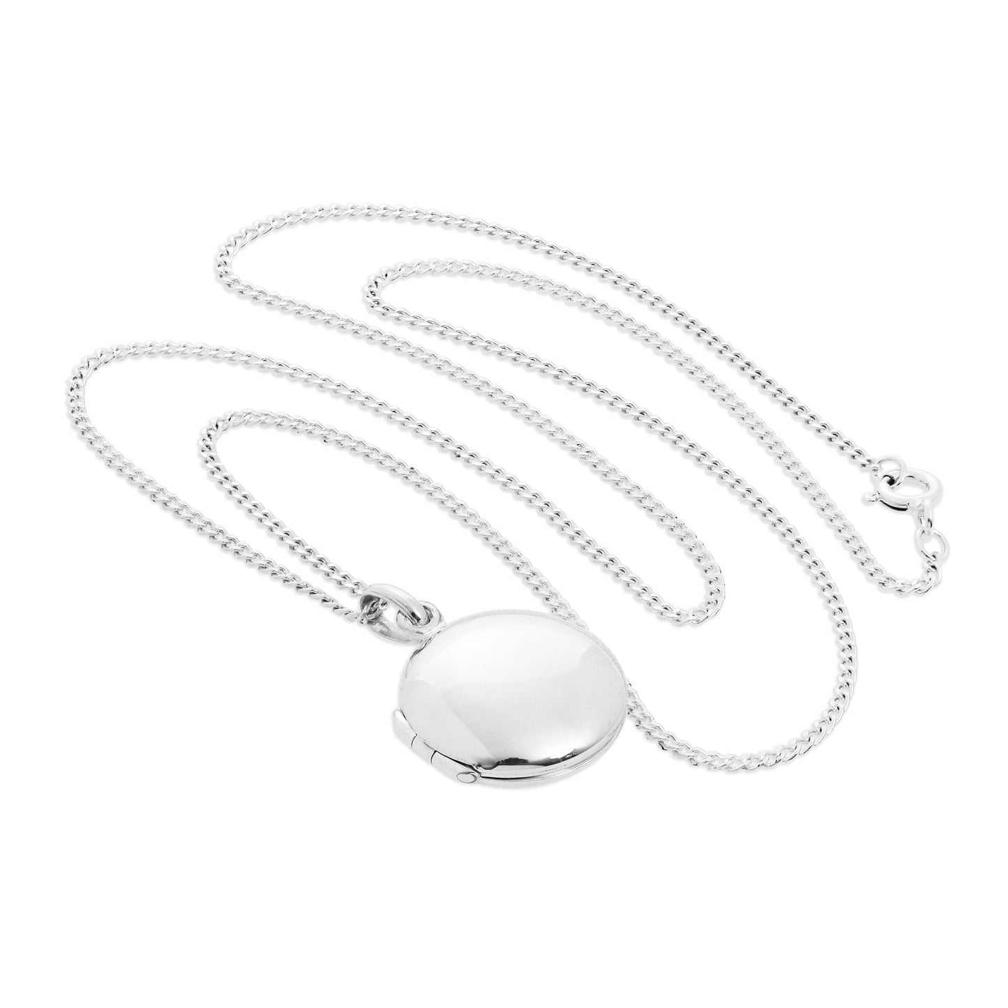 Sterling Silver Plain Round Locket on Chain 14 - 32 Inches