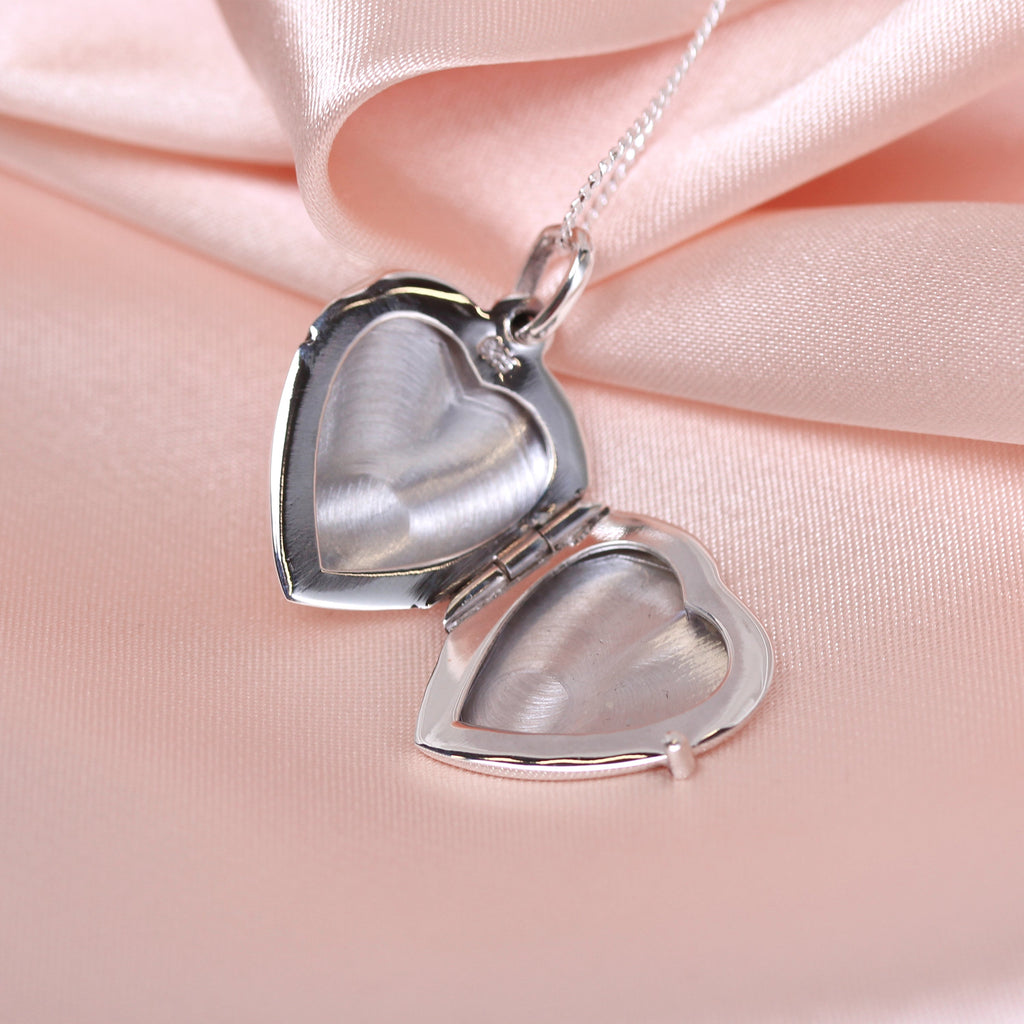 Sterling Silver Engravable Heart Locket on Chain 14 - 28 Inches