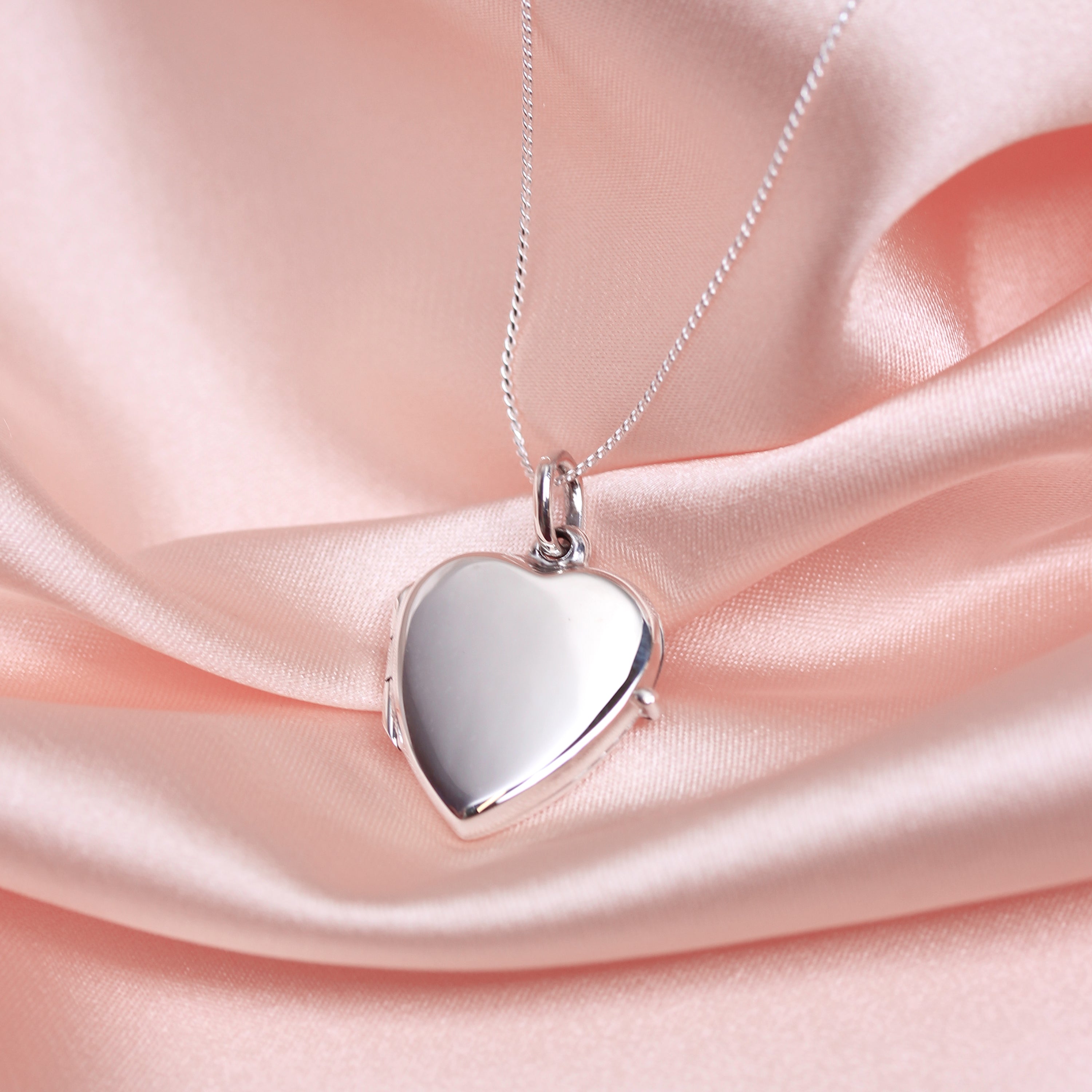 Sterling Silver Engravable Heart Locket on Chain 14 - 28 Inches