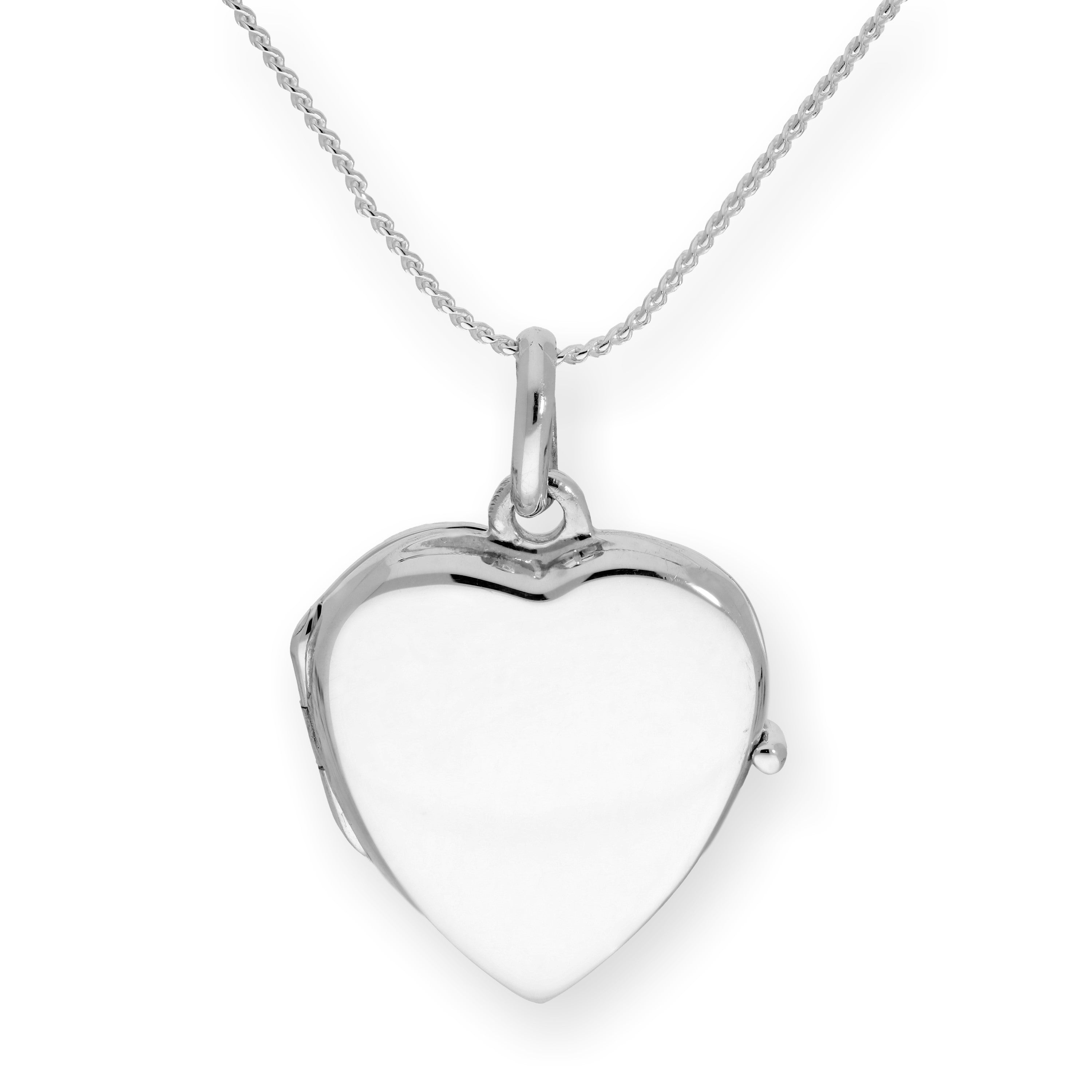 Sterling Silver Engravable Heart Locket on Chain 14 - 28 Inches