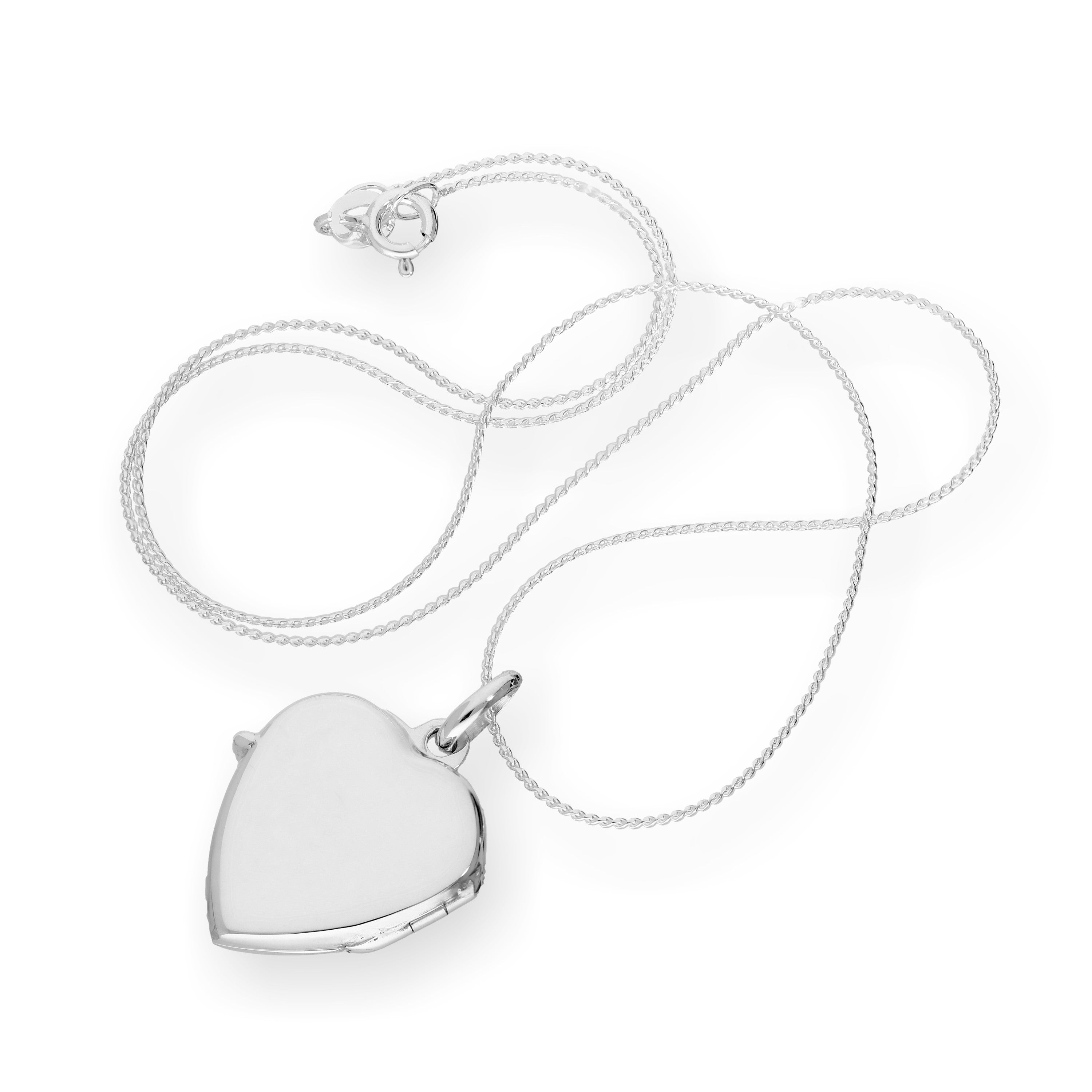 Sterling Silver Engravable Heart Locket on Chain 14 - 28 Inches