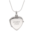 Sterling Silver Engravable Heart Locket on Chain 14 - 28 Inches