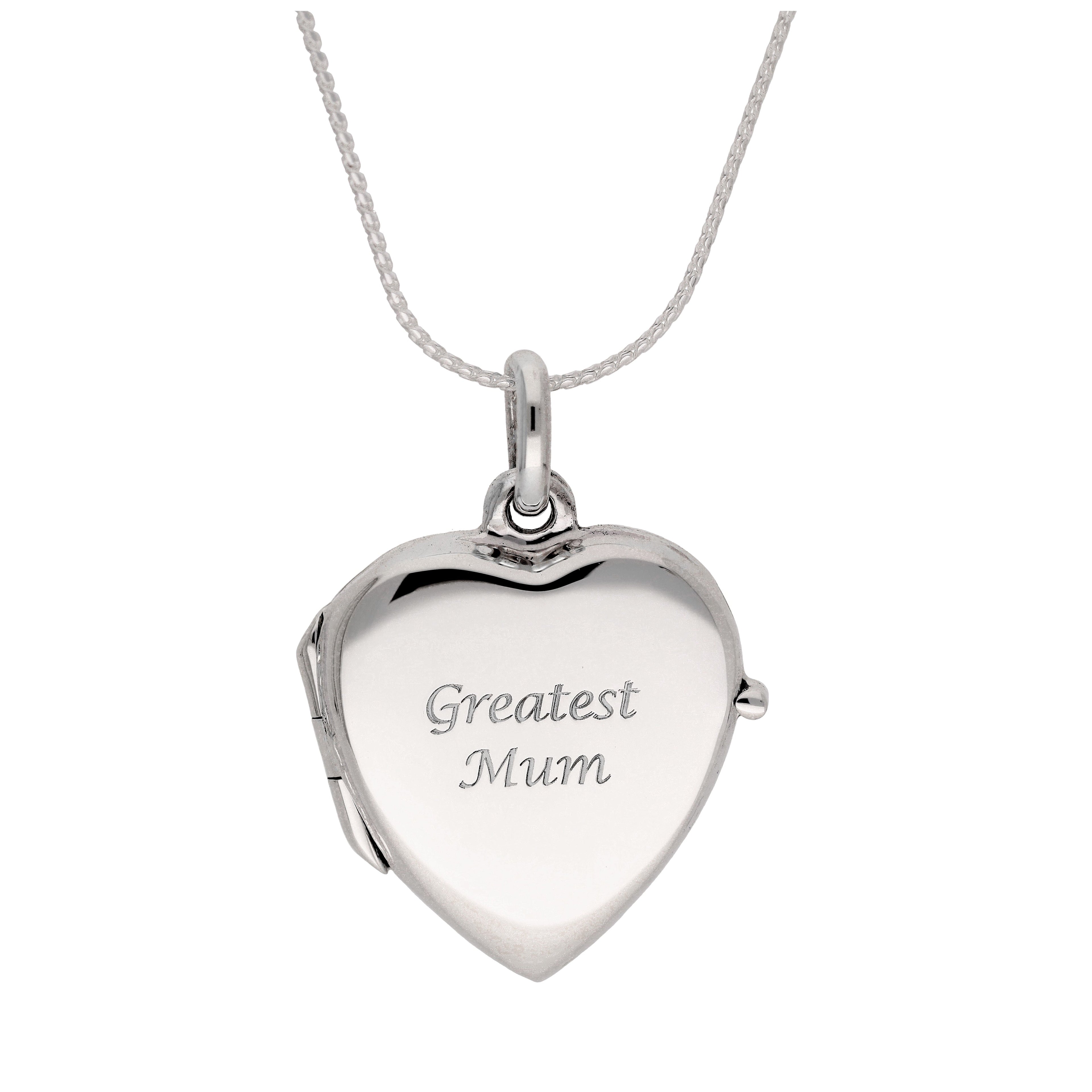 Sterling Silver Engravable Heart Locket on Chain 14 - 28 Inches