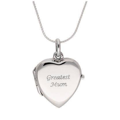 Sterling Silver Engravable Heart Locket on Chain 14 - 28 Inches