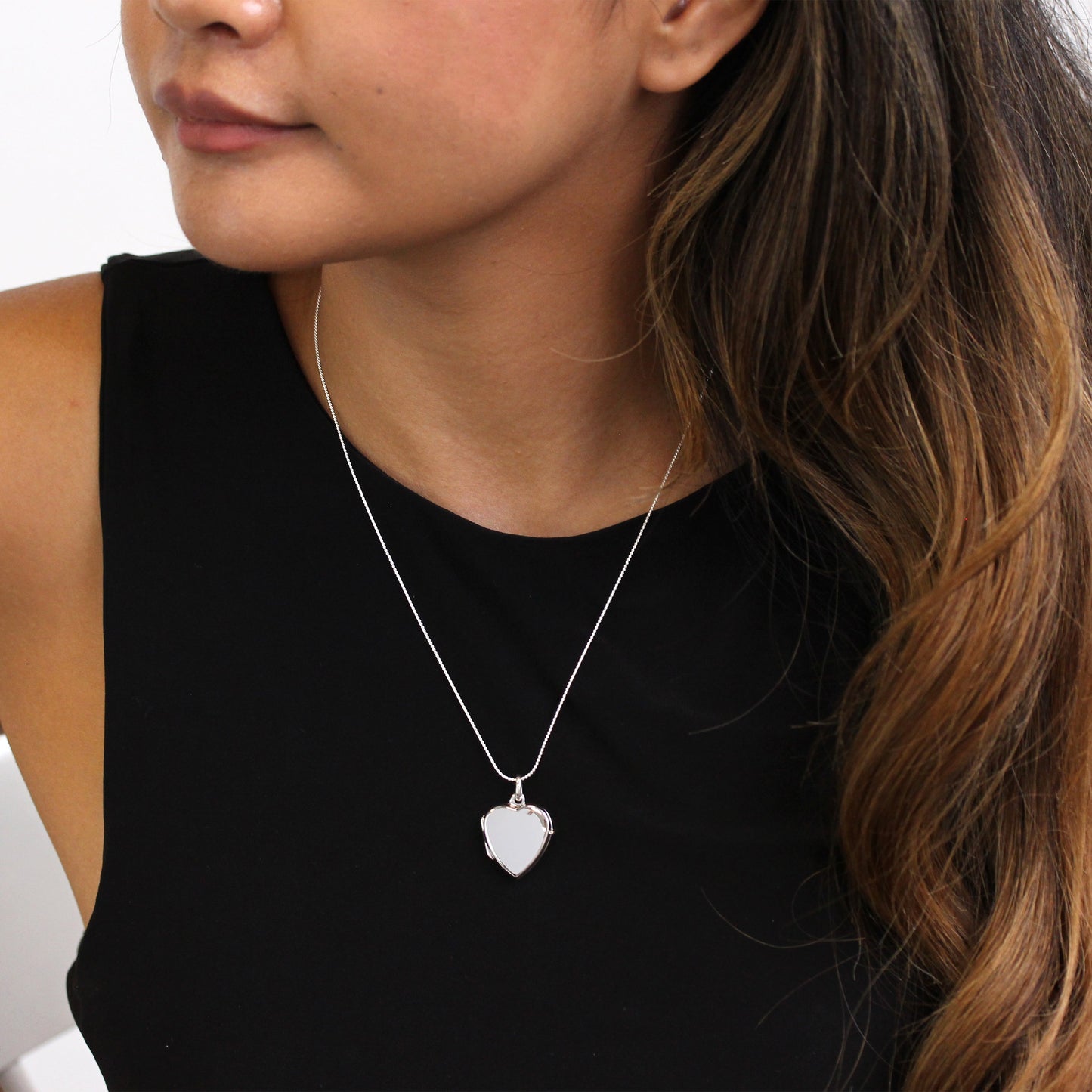 Sterling Silver Engravable Heart Locket on Chain 14 - 28 Inches