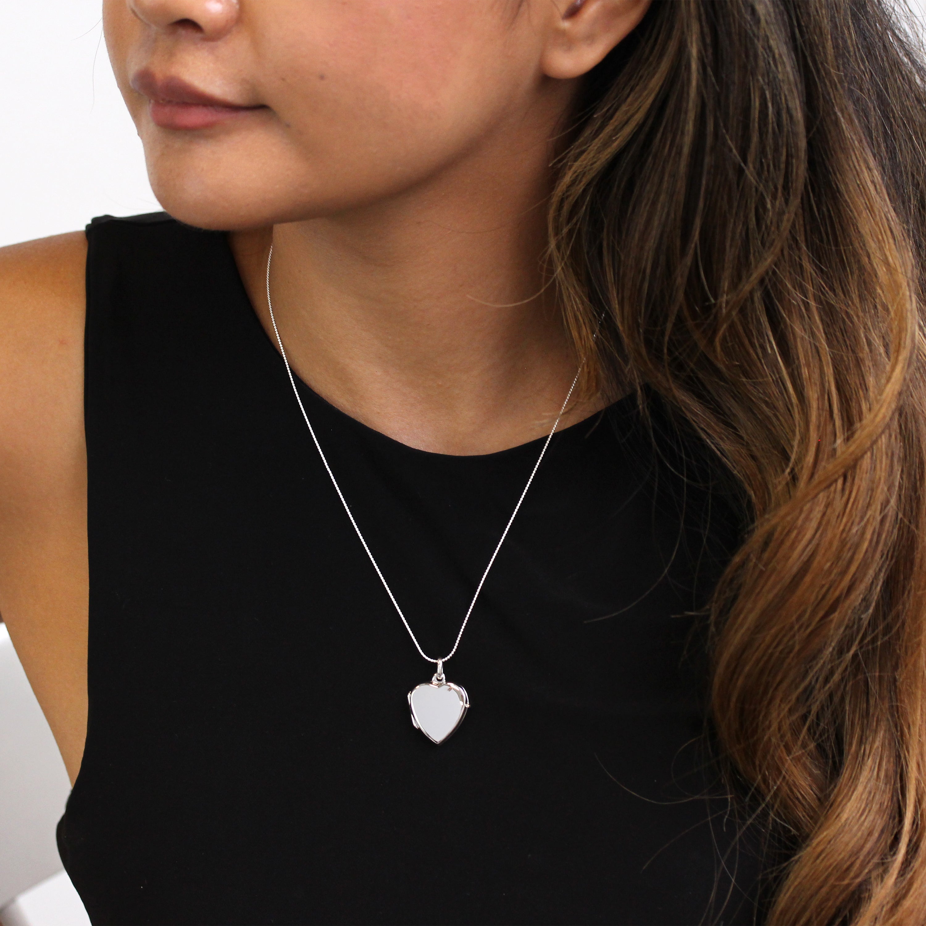 Sterling Silver Engravable Heart Locket on Chain 14 - 28 Inches