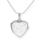 Sterling Silver Engraved Heart Locket on Chain 14 - 28 Inches