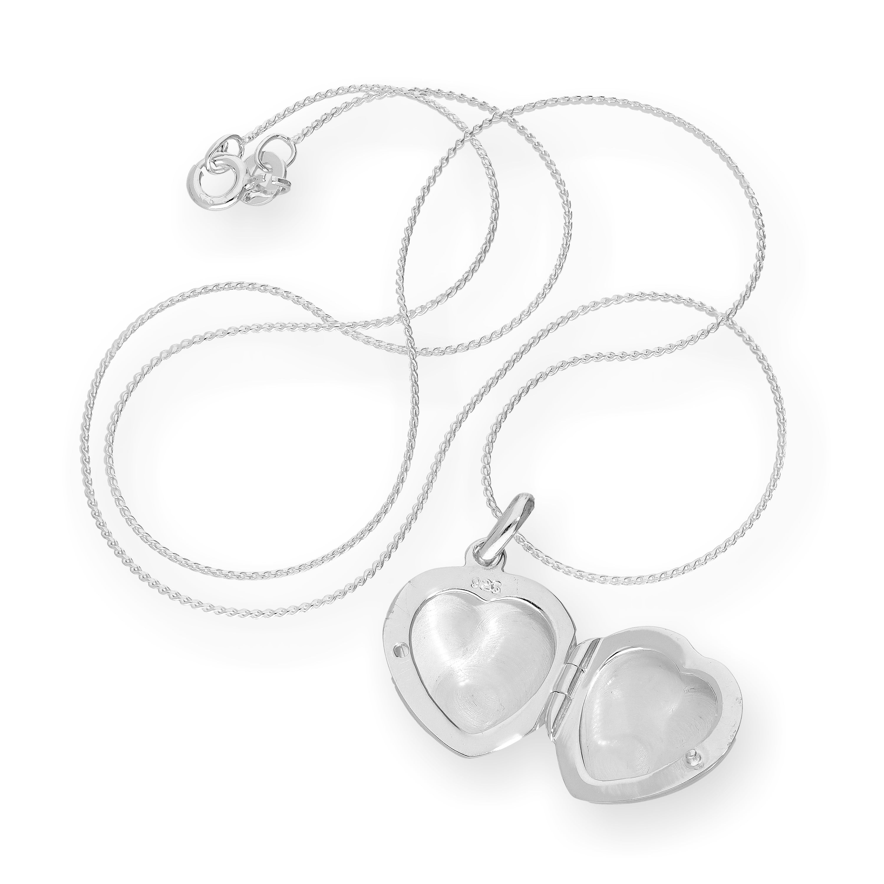Sterling Silver Engraved Heart Locket on Chain 14 - 28 Inches
