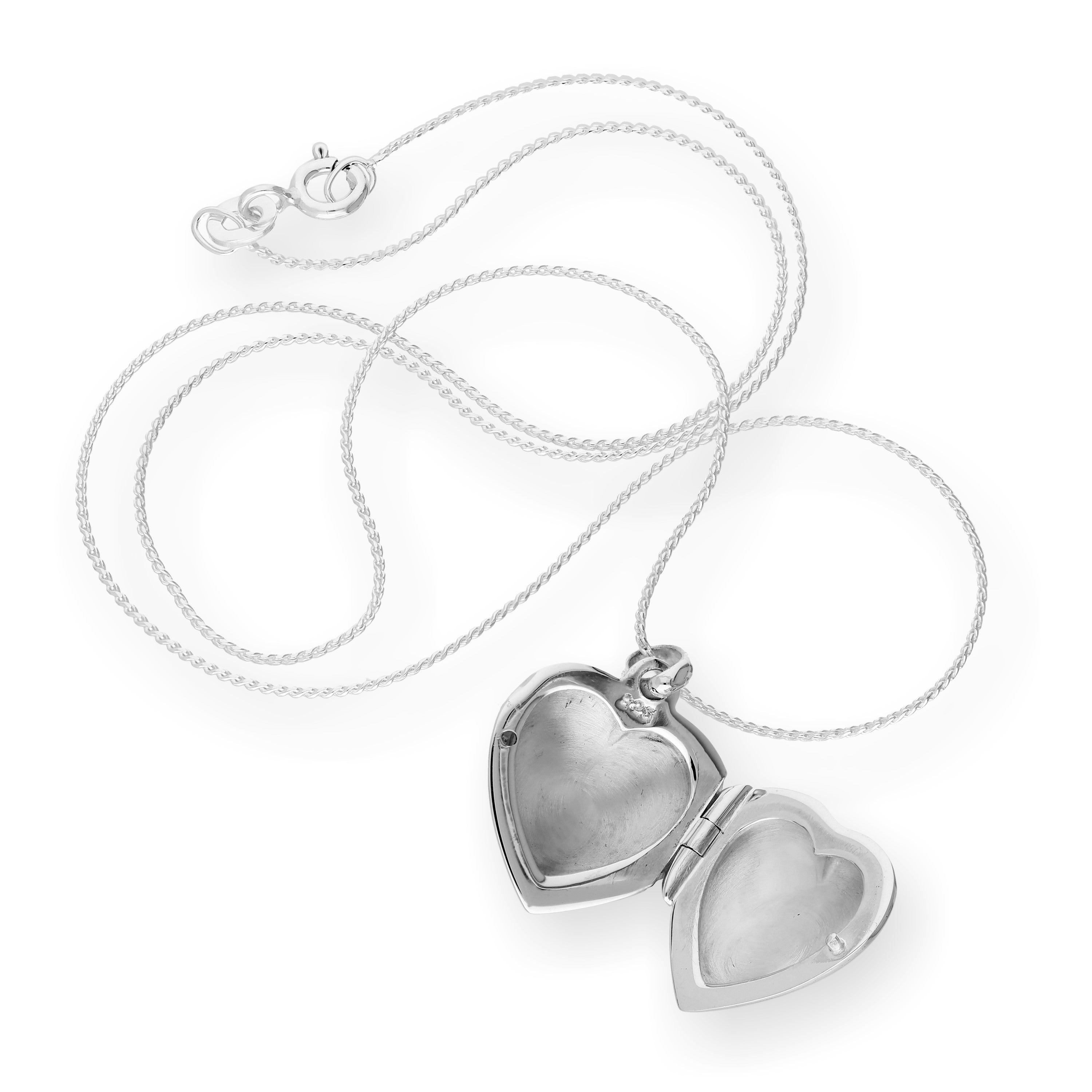 Sterling Silver Engravable Puffed Heart Locket on Chain 14 - 28 Inches