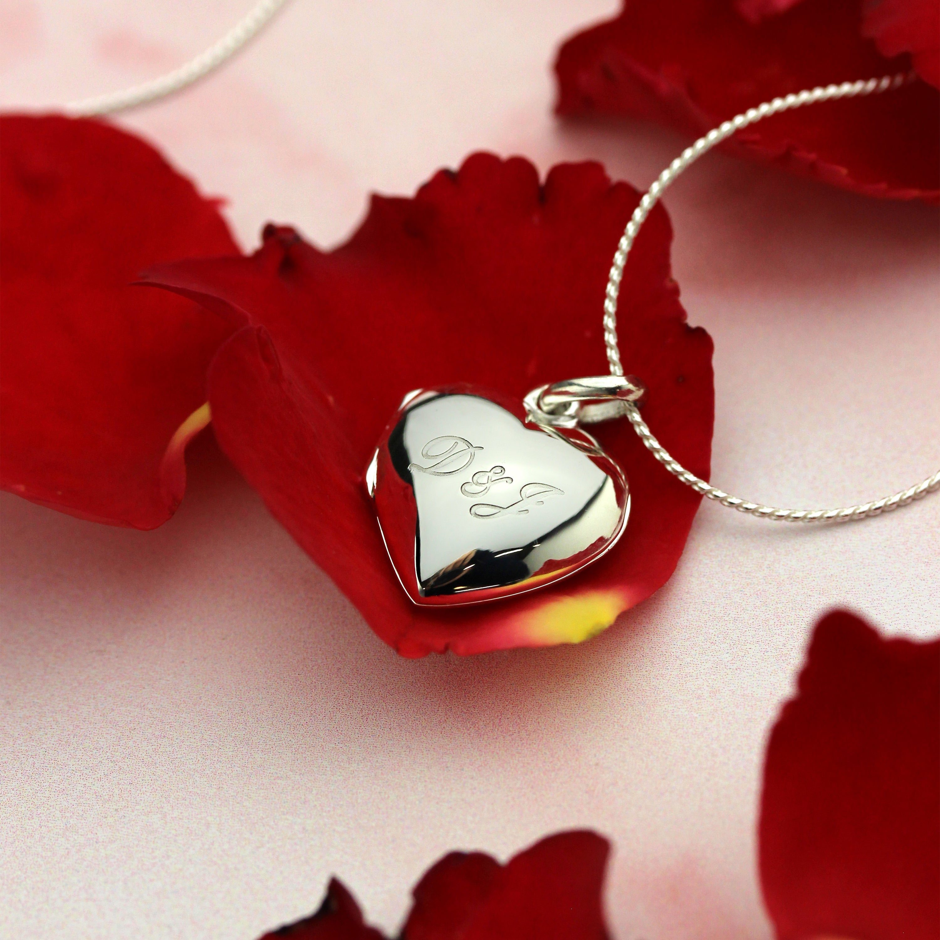 Sterling Silver Engravable Puffed Heart Locket on Chain 14 - 28 Inches