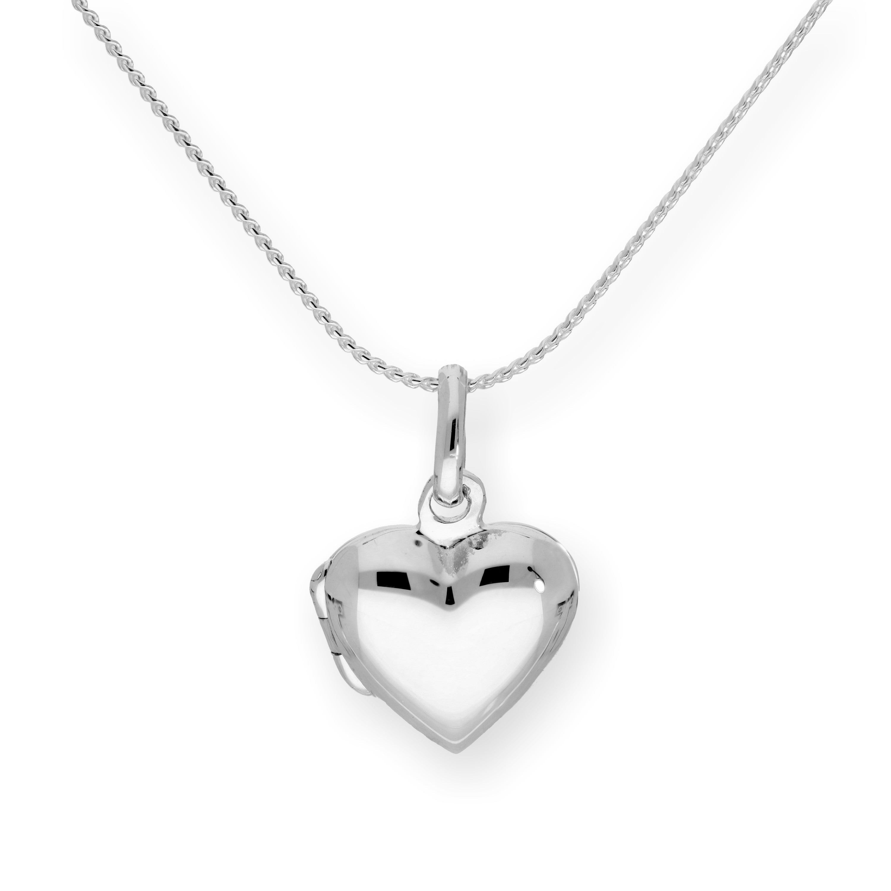 Sterling Silver Puffed Heart Engravable Locket on 14 - 28 Inches