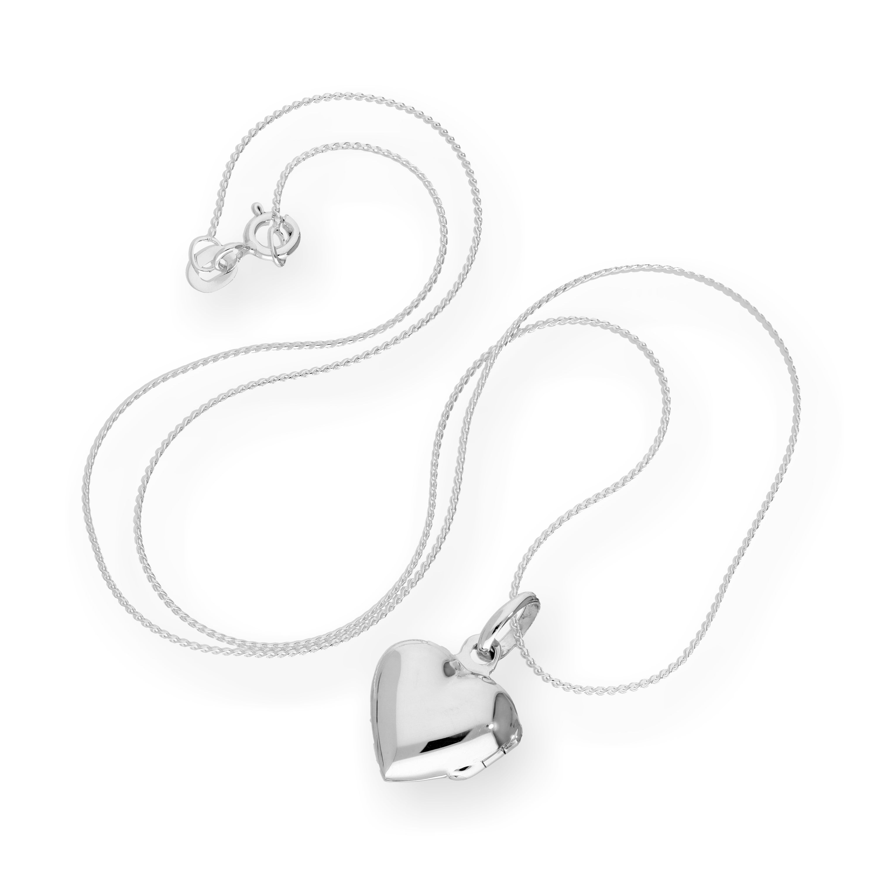 Sterling Silver Puffed Heart Engravable Locket on 14 - 28 Inches