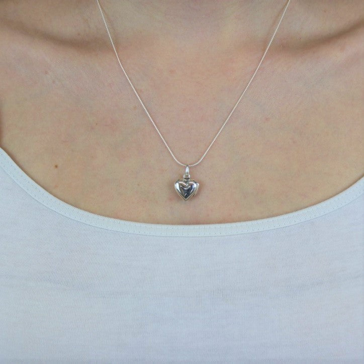 Sterling Silver Puffed Heart Engravable Locket on 14 - 28 Inches