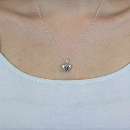 Sterling Silver Puffed Heart Engravable Locket on 14 - 28 Inches
