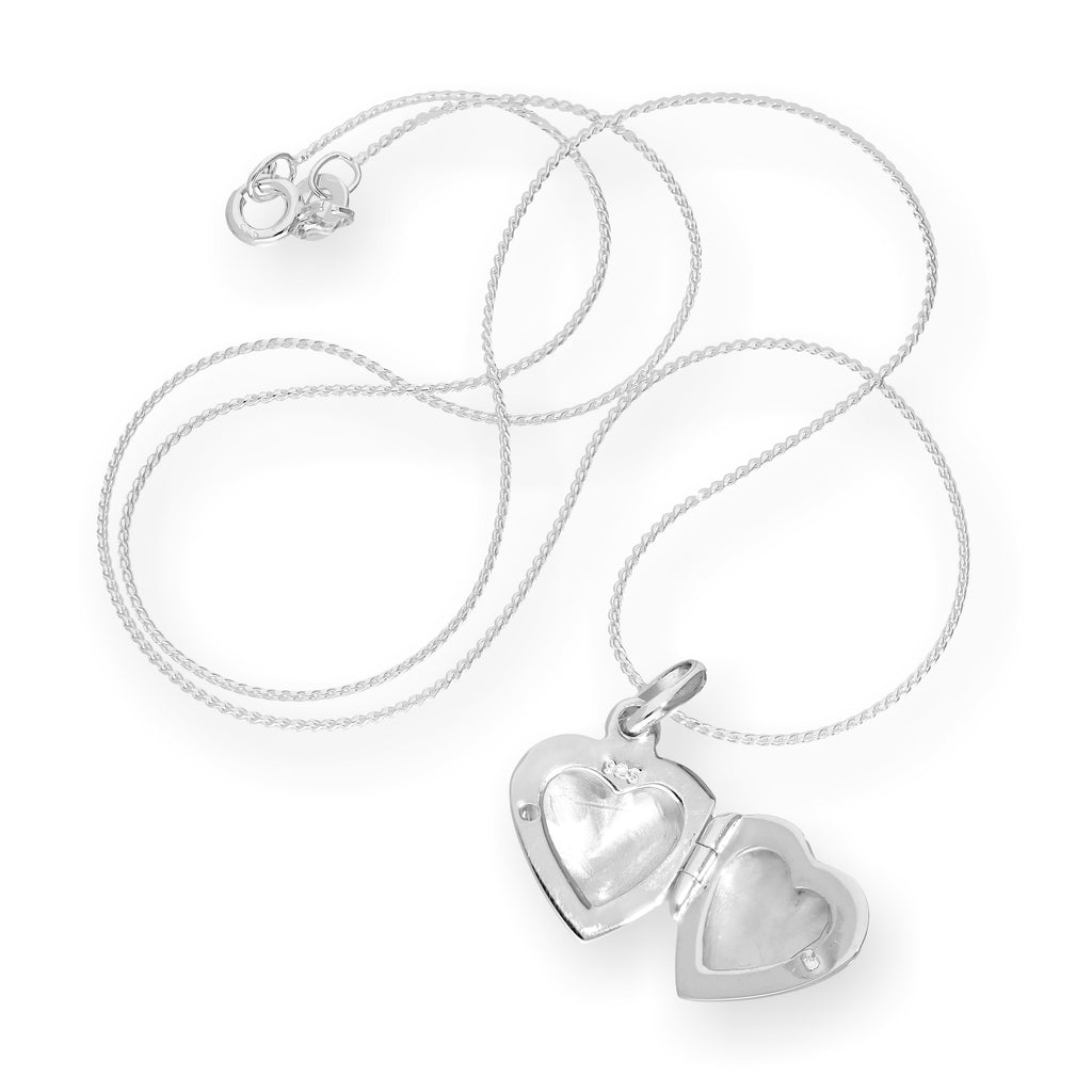 Sterling Silver Puffed Heart Engraved Locket on Chain 14 - 28 Inches