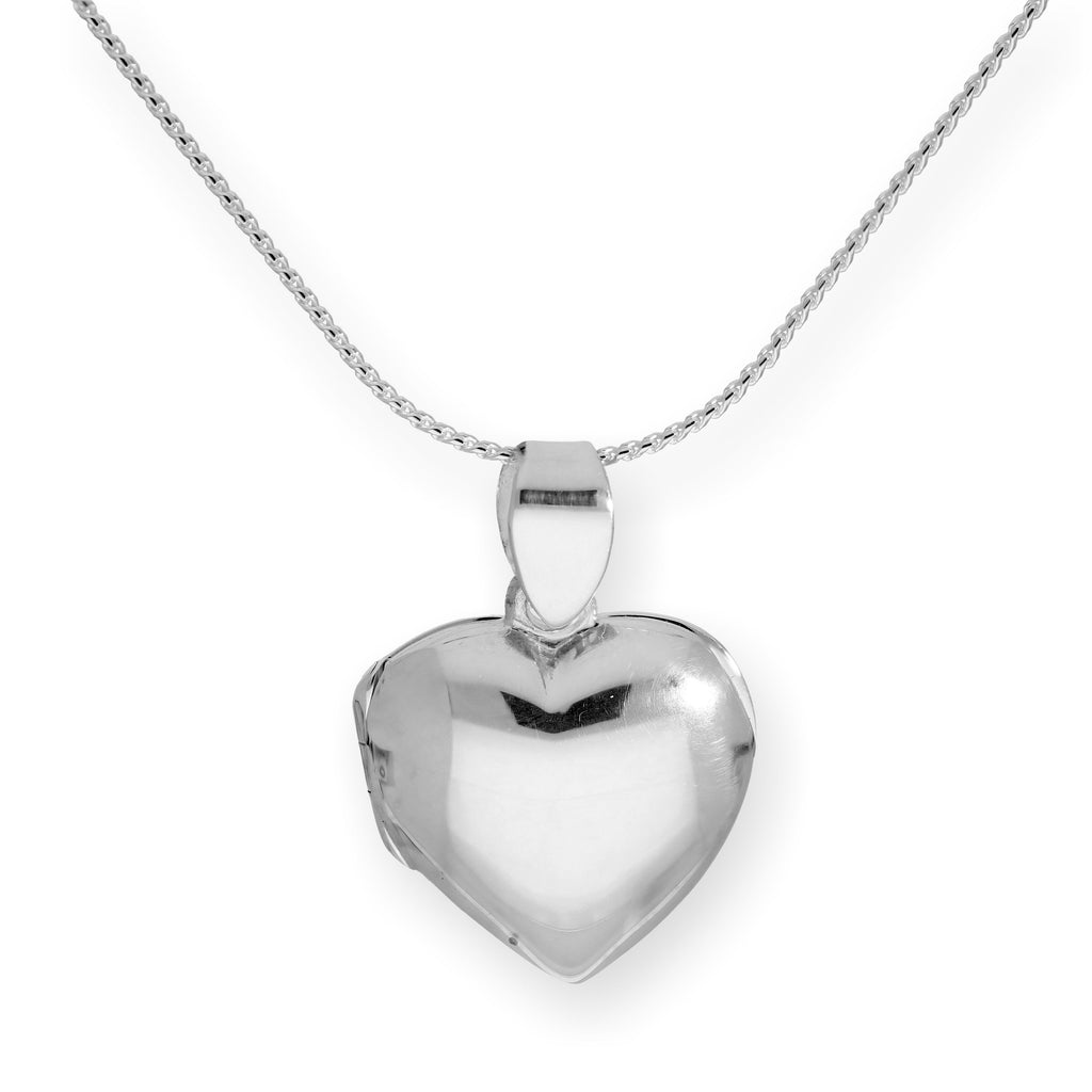 Sterling Silver Engravable Puffed Heart Locket on Chain 14 - 28 Inches