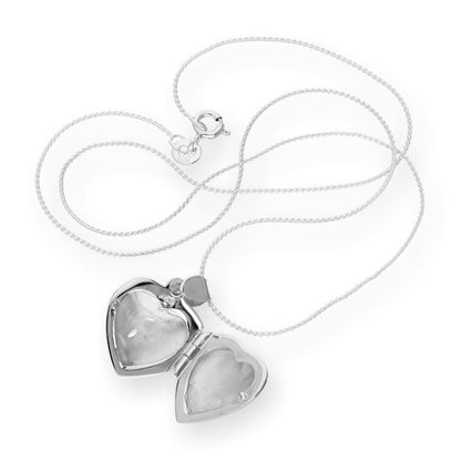 Sterling Silver Engravable Puffed Heart Locket on Chain 14 - 28 Inches